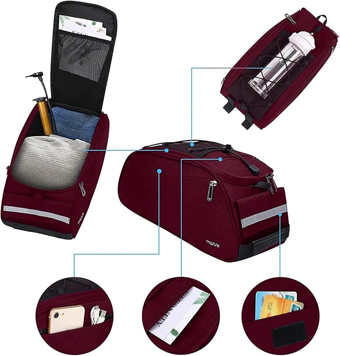 MOSISO Bike Rack Bag, Waterproof Bicycle Trunk Pannier Rear Seat Pouch Cycling Bike Carrier Backseat Storage Luggage Saddle Shoulder Bag