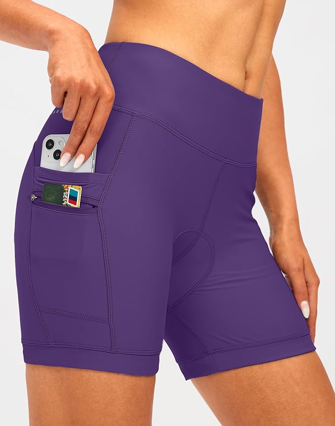 Women's 4D Padded Bike Shorts 5"/7" Riding Underwear Cycling Bicycle Road Biking Cycle Shorts for Women Zipper Pockets
