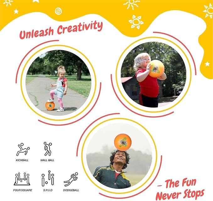 8.5'' Playground Ball Set, Posh Rubber Dodgeballs for Kids and Adults, Handball Kick Ball for Outdoor and Indoor Games, Rubber Balls Includes Pump