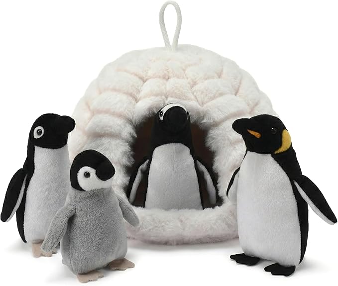 Penguin Stuffed Animal Set - 4 Soft and Cuddly Plush Penguins with Igloo - Perfect Penguin Plush Toy for Kids to Play, Cuddle, and Uplift Social Skills - Soft, Huggable, and Safe