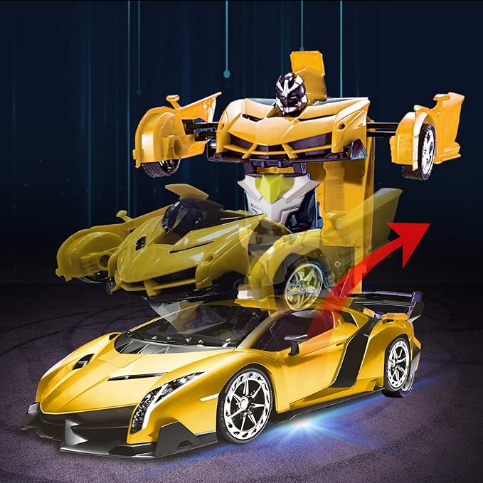 Remote Control Car - Transform Robot Toys for Boys Teens, Rechargeable RC Cars with Lights, 2.4Ghz RC Car 1:18 Rechargeable 360° Rotating Race Transform Car Birthday Gifts Party Favors for Kids