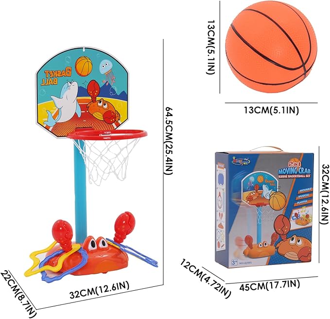 Toddler Basketball Hoop Indoor, 2 in 1 Sports Toy Set for Kids Basketball Hoop for Toddlers Indoor with Ring Toss Game