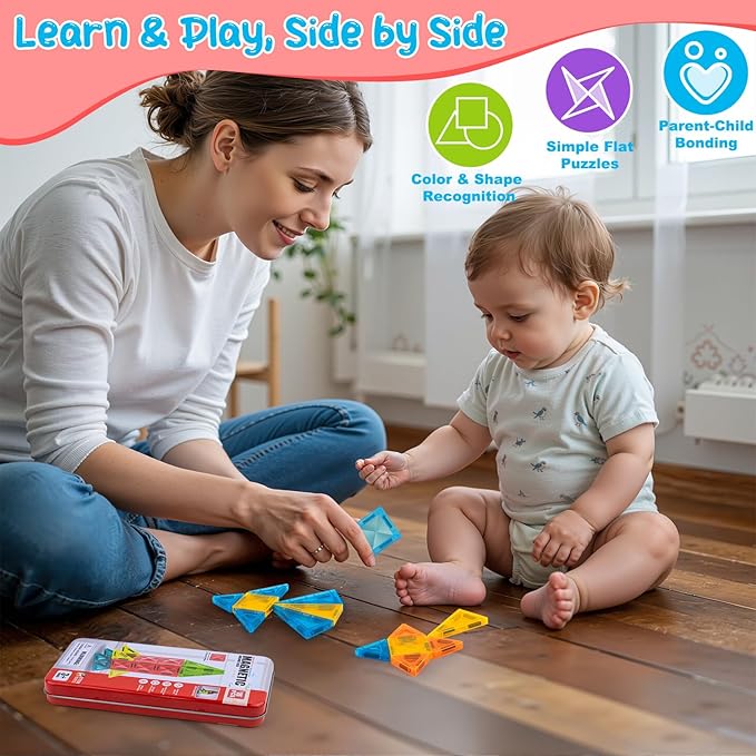 Magnetic Tiles Travel Toys for Toddlers, Magnetictiles Airplane Car Road Trip Travel Activities for Boy Girl Ages 3-5 , Preschool Educational STEM Learning Toys, Ideal Gifts Stocking Stuffer for Kids