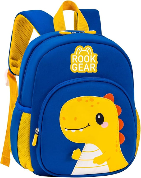 Lightweight and breathable children's dinosaur schoolbag, made of SBR diving fabric, suitable for kindergarten backpacks (blue, Small)