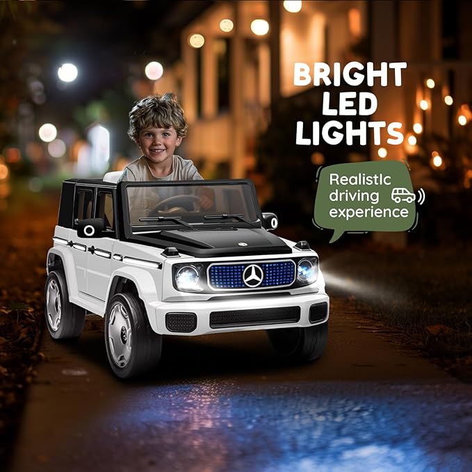 Kids Ride On Car, Electric Car for Kids, 12V Ride on Truck Toy w/Remote Control, LED Light, 3 Speeds, Music, Aged 3-5 Years Old, White