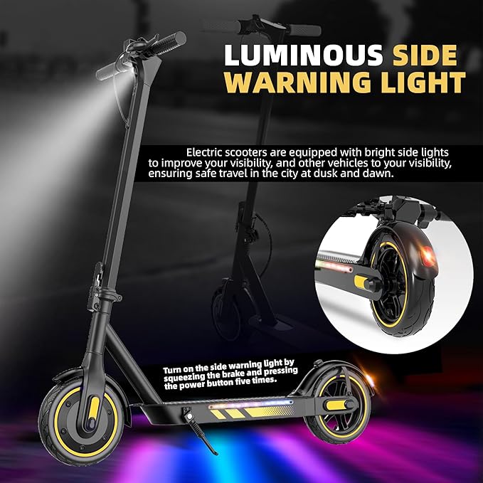 Electric Scooter Adults, 500/600W Motor, 28 MPH Top Speed,10" Vacuum Big Tires, Foldable E-Scooter with App Control & Disc Braking System for Smart APP Contro