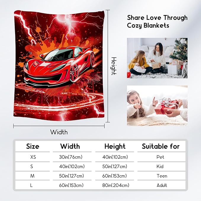 Toddler Blanket - Kids Blankets with Car Gifts for Boys Men - 60x80 Inches Soft Flannel Racing Car Throws for Bedroom