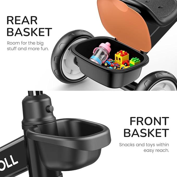 Umatoll Tricycle for Toddlers 2-5 Year Old, Ajustable Toddler Bike Outdoor Toys, Birthday Gift for Boy Age 2-4, Trike with Light up Wheels