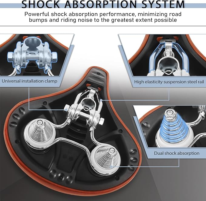 BUCKLOS Bike Seat for Comfort Men Women Wide Bicycle Seats Large Bike Saddle for Ebike Beach Cruiser Peloton Stationary Bike