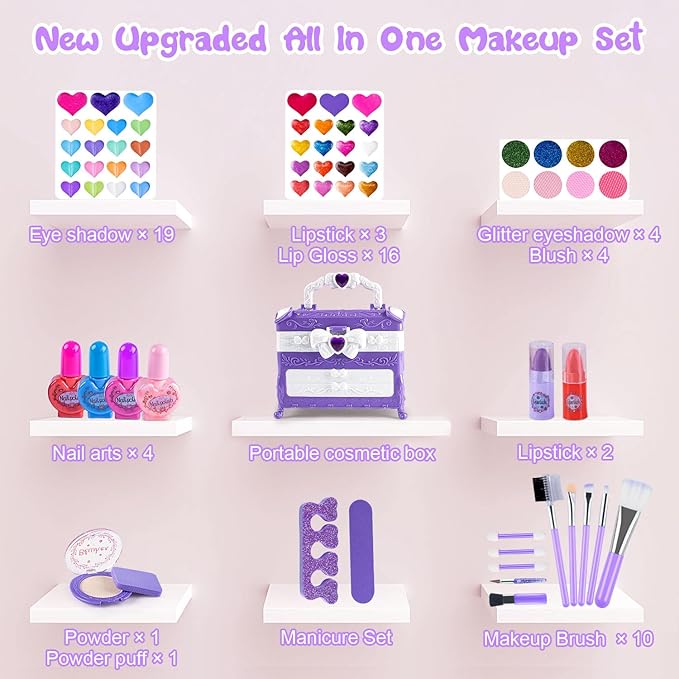 Websonaw Kids Makeup Kit for Girl,Safe & Non Toxic Washable Makeup for Kids