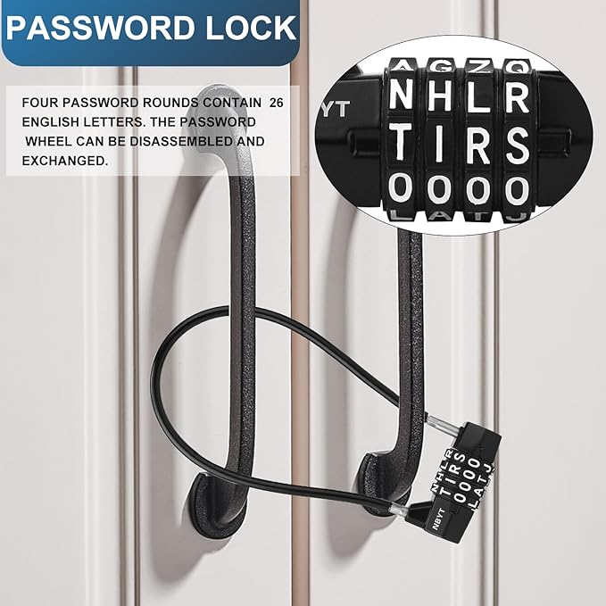 Cable Lock with Word Combination for Metal Fence, Shed, Gates, Outdoor Fence, Long Cabinet, Refrigerator, Dumpster, and Letter Padlock