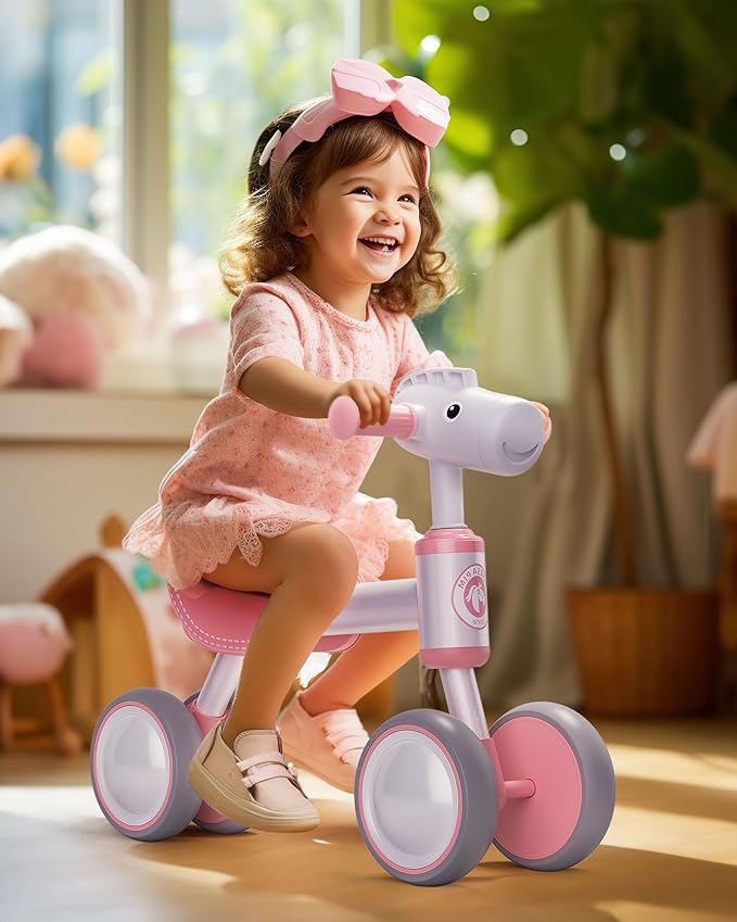 Baby Balance Bike for 1-2 Year Old Boy Girl, Balance Bike for 12-24 Months 4 Wheels Toddler Balance Bike, Baby Bike 1+ Years Toy First Birthday Gifts