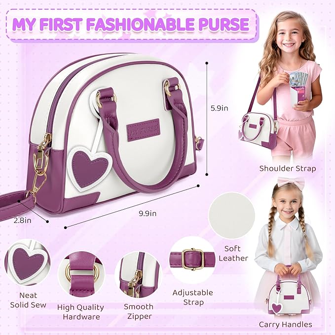 INNOCHEER Little Girls Purse, Kids Toy Purse with Pretend Makeup, Play Purse for Little Girls, Pretend Play Toddler Purse, Birthday Christmas Princess Gifts Toys for Girls 3 4 5 6 7 8 Year Old