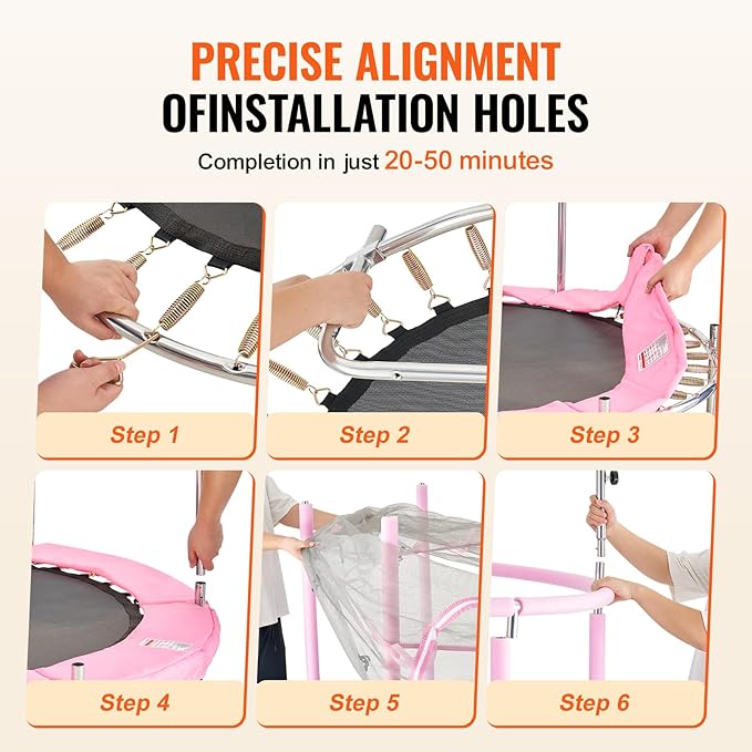 VEVOR 5FT Trampoline 50"/55"/56 * 35" for Indoor/Outdoor use for Toddlers, Foldable Mini Baby with Foam Handle, Recreational Birthday Gift