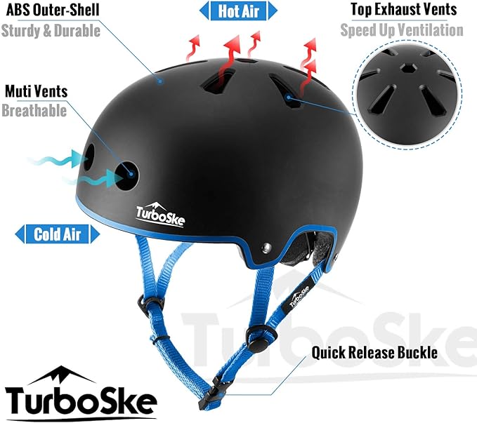 Skateboard Helmet, BMX Helmet, Multi-Sport Helmet, Bike Helmet for Kids, Youth, Men, Women