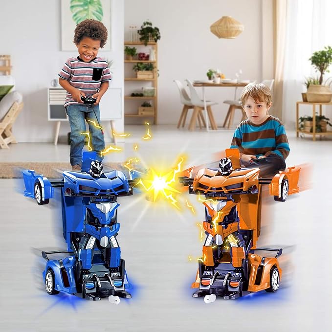 AMENON Remote Control Car - Transform Robot Toys for Boys Teens, Rechargeable RC Car with Lights, 2.4Ghz RC Car 1:18 Rechargeable 360° Rotating Race Transform Car Birthday Gifts Party Favors for Kids