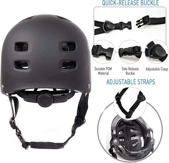 Skateboard Helmet, BMX Helmet, Multi-Sport Helmet, Bike Helmet for Kids, Youth, Men, Women