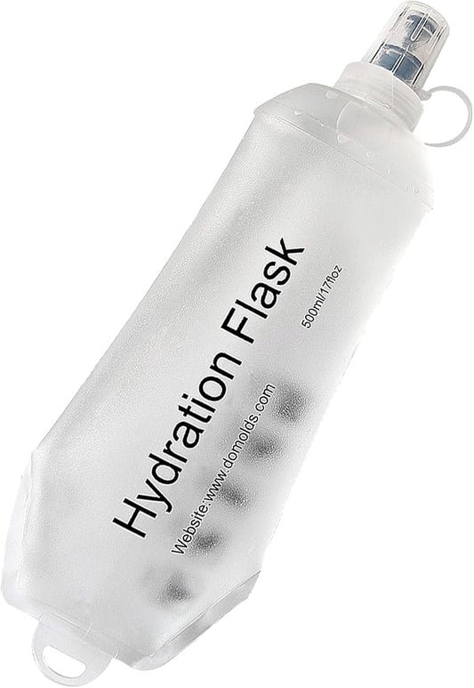 CLINTT 500ml Soft Flask, Foldable Running Water Bottle, TPU Folding Soft Water Flask, BPA-Free Collapsible Flask for Hydration Pack Running Vest, Cycling, Climbing, Hiking - 1Pcs, White