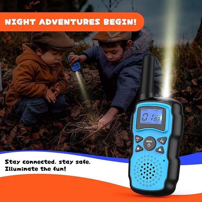 Wishouse Walkie Talkies for Kids Rechargeable Long Range, Xmas Birthday Gift for Boys Girls 4 5 6 7 8 9 10 Year Old, Hiking Camping Gear Games Toys Ideas with Flashlight, VOX, Easy to Use, 4 Pack