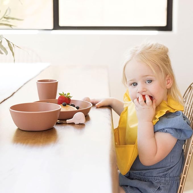 Tiny Twinkle Tableware 3 Pack Dish Set- BPA-Free Cups, Plates and Bowls Sets For Kids and Toddlers - Polypropylene Plastic Dinnerware Set (Sand, Cinnamon, Taupe) Round Bowl