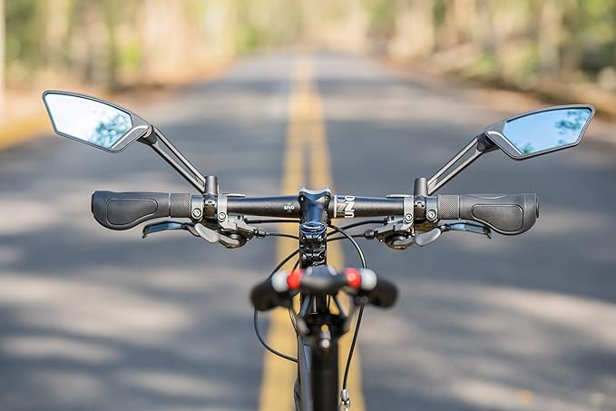 MEACHOW New Scratch Resistant Glass Lens,Handlebar Bike Mirror, Adjustable Safe Rearview Mirror, Bicycle Mirror,ME-003
