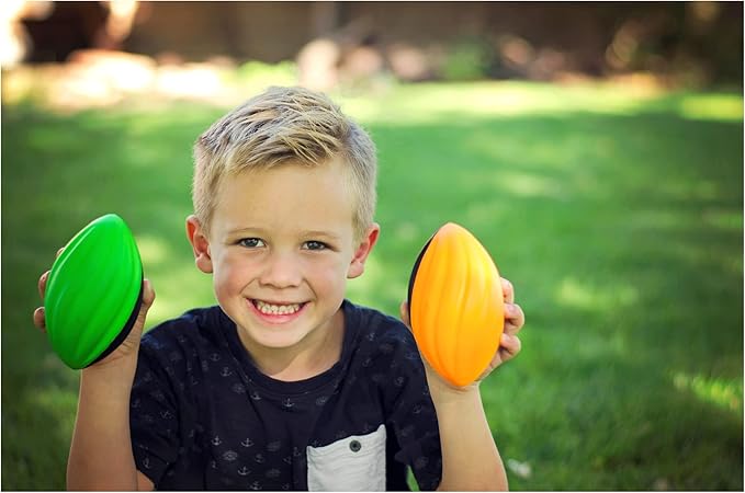 Mini Football 3-Pack - 5” Spiral Foam Football Small Footballs for Kids - Mini Footballs 3-Pack - Soft, Easy Grip Toddler (Pink, Orange, Green)