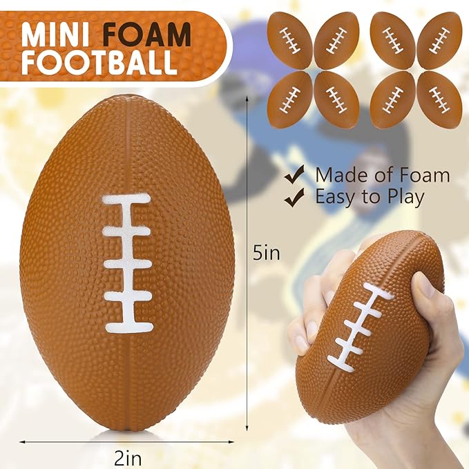 Jerify 24 Pack Foam Footballs 5 inch Bulk Mini Spiral Football Toys Easy Grip Waterproof Small Soft Emulation Foam Footballs for Kids Toddler Indoor Outdoor Play Game Football Party Favors