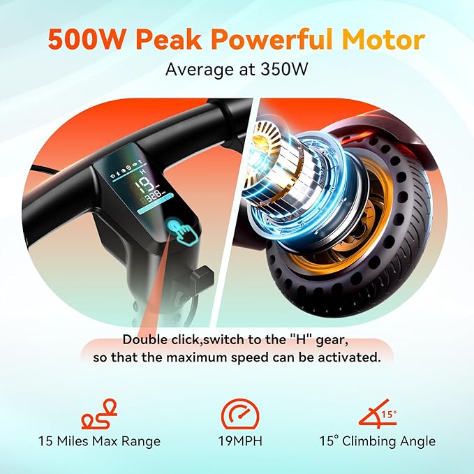 TST Electric Scooter for Adult, Up to 19 MPH and 20 Miles Long Range E Scooter, 8.5"/10" Solid and Pneumatic Tire, Portable Folding EScooter with Dual Brakes, Commuting Escooter App Control