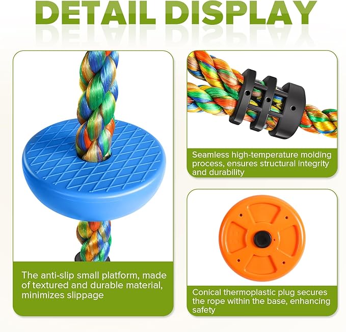 ZNCMRR Tree Swing for Kids Rope Swing for Tree Climbing Rope for Kids Heavy Duty Disc Swings for Kid Outdoor Playground Accessories Swing Set Accessories Swingset Accessories Outdoor(Orange)