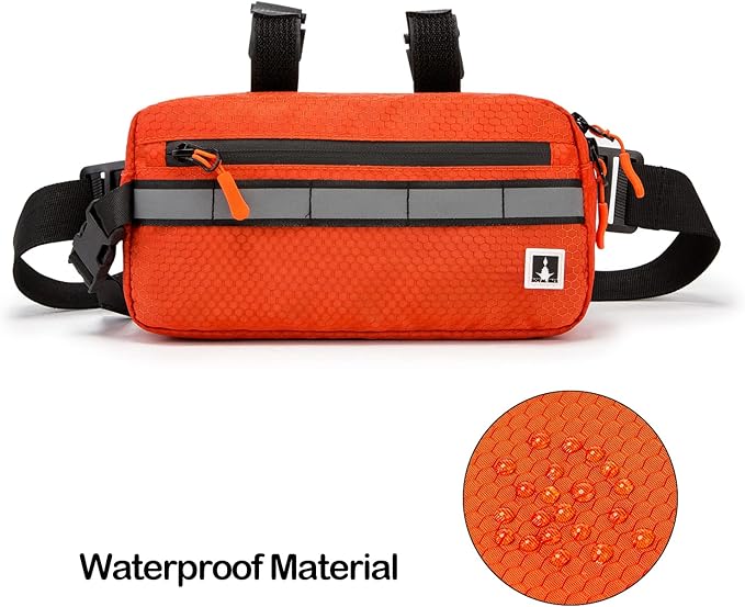 Waterproof Front Handlebar Bag for Kids' Bicycles, Converts to Crossbody Bag (Orange)