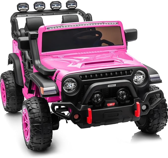2 Seater Electric Ride on Car Truck, 24V 4x4 Ride on Toy for Kids 4-8 with Remote Control, EVA Tires - Pink