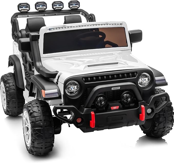 2 Seater Ride on Electric Car, 12V Ride on Toy Car for Kids 4-8 w/Remote Control, EVA Tires - White