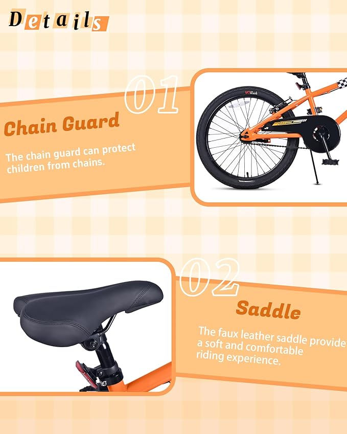 12 14 16 20 Inch Kids Bike BMX Style Bicycle with Training Wheels for 2-14 Years Old Toddlers Boys Girls Coaster Brake Multiple Colors