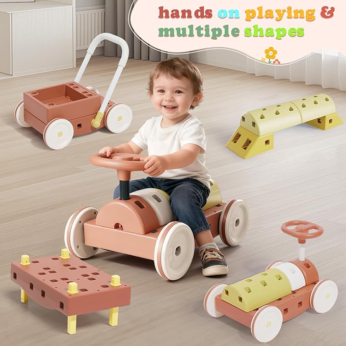 41 PCS STEM DIY Building Blocks for Toddlers, Giant Educational Stacking Ride Toy, Montessori Jumbo Blocks to Improve Creativity for Age 3-8 Boys and Girls