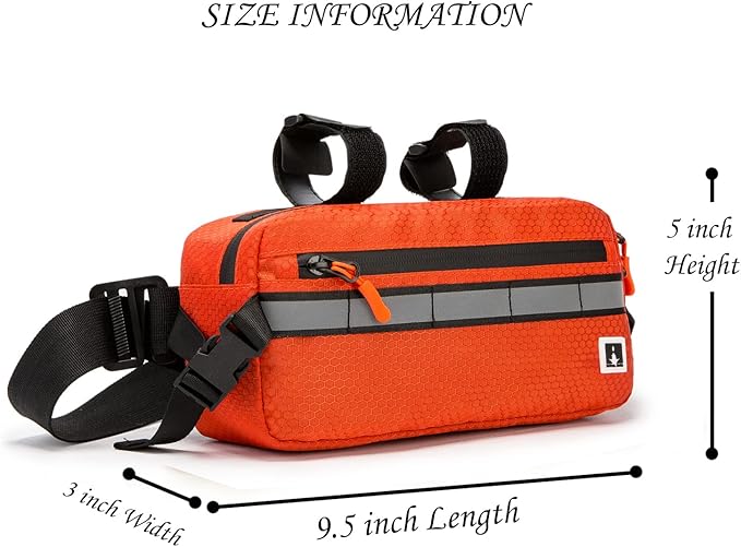 Waterproof Front Handlebar Bag for Kids' Bicycles, Converts to Crossbody Bag (Orange)