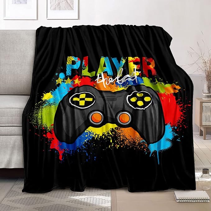 lirs Bedding Gaming Throw Blanket 80" x 60’’ Super Soft, Fleece, Gamer Gift for Couch Sofa for for Kids Boys Teens Video Game (MT-A19, 80’’x60)