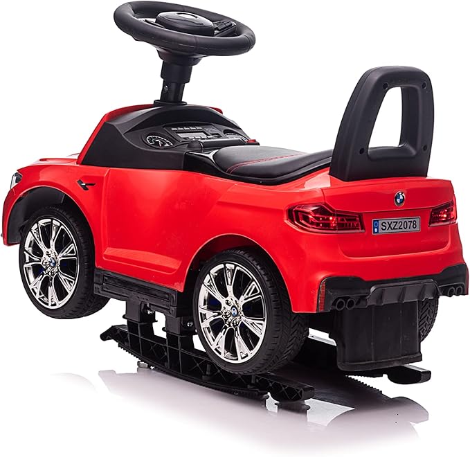 Best Ride On Cars BMW 4 in 1 Battery Powered Push Car, Red, Large