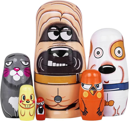 Nesting Dolls, Animal Nesting Easter Eggs Toys, Wooden Matryoshka Dolls for Kids (Cute Dog)