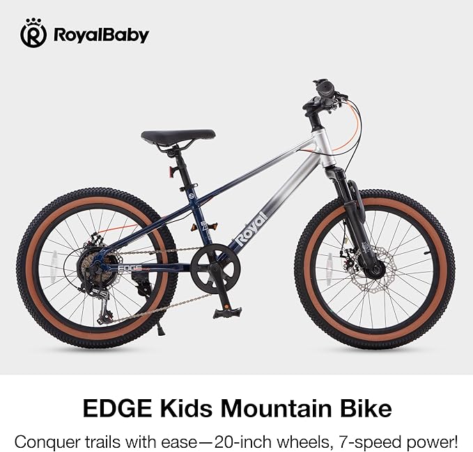 RoyalBaby Kids Mountain Bike for Boys and Girls, Ultra-Light Aluminum 20-24 Inch Wheel Bicycle for 6-14 Years Old Children, 7/21-Speeds Drivetrain
