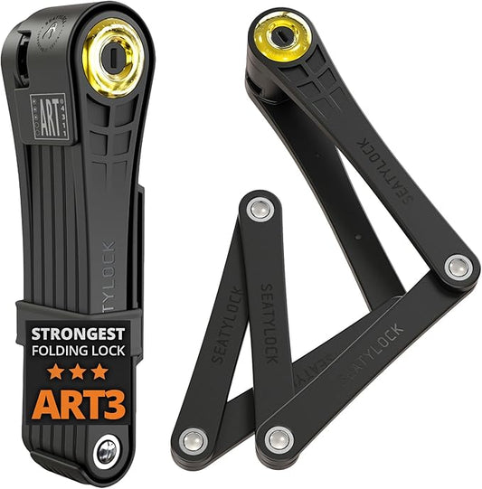 Seatylock FoldyLock Elite Folding Bike Lock - Patented 18/18 High Security Sold Secure Gold Bicycle Lock - Heavy Duty Anti Theft Secure Guard with Keys & Case Mount - 43.3"