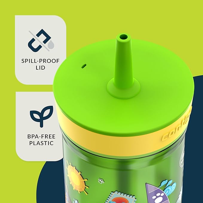 Contigo Leighton Tumbler with Straw, 14 oz, Cool Lime PAW Patrol (Color changing straw); Glacier PAW Patrol (Color changing body)