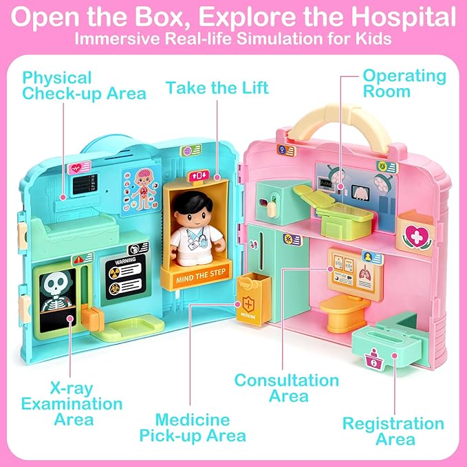 Doctor Kit for Toddlers 1-3, Doctor Pretend Playset with Carrying Case, Role Play Doctors Toys for Girls Ages 1 2 3 Years Old, Christmas Birthday Gift for Girl Kids, Girl Toys for Ages 1-2