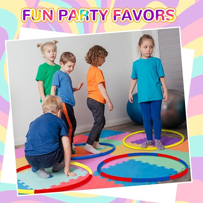 Sratte 12 Pcs Hoop for Detachable Adjustable Hoop Colored Exercise Ring Plastic Circle for Gymnastics Equipment Require Self Assembly (28 Inch,Red,Blue,Yellow)