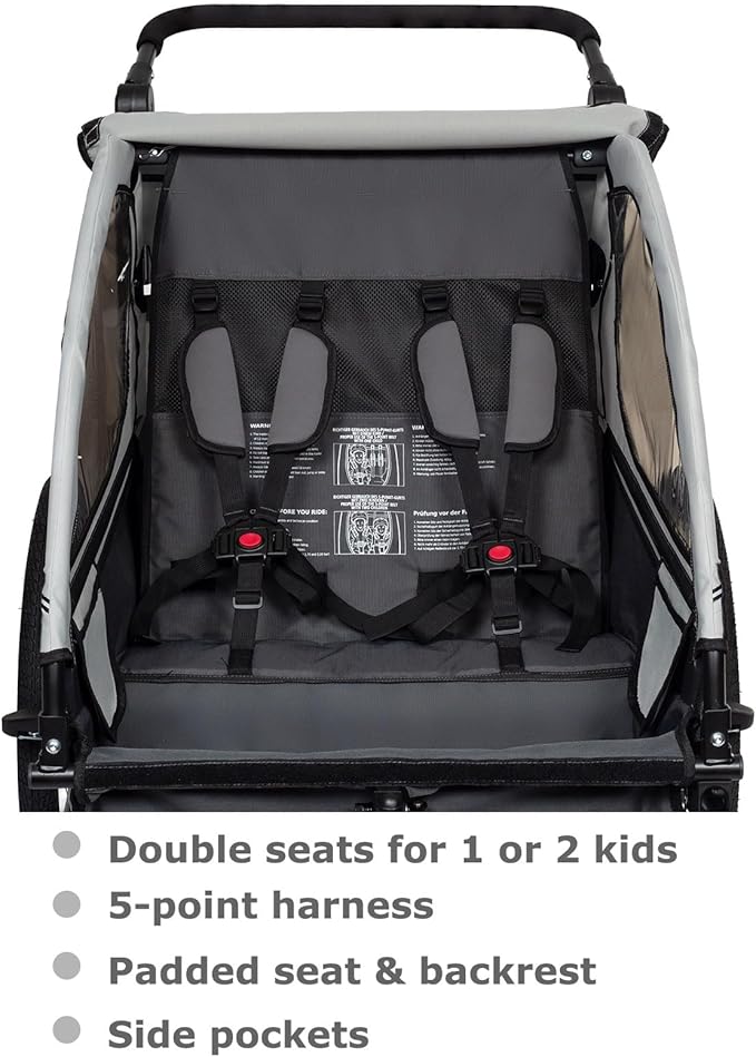 TIGGO VS Suspension Bike Trailer & Stroller 2 in 1 Double Seat for Toddlers, Kids, Child Bicycle Carrier Jogger