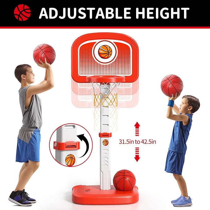 Bennol Outdoor Basketball Hoop Toys for Toddlers 3 4 5 6 7 8-12 Years Boys, Swimming Pool Basketball Hoop Outside Toys with 4 Balls, Poolside Basketball Game Toy for Kids Ages 4-8 8-12