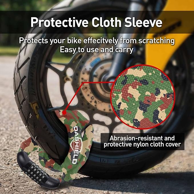 Bike Chain Lock Security 5 Digit Resettable Combination, 38.6 inches Heavy Duty Anti Theft Lock Chain for Bicycle, Motocycle, Scooter, Gate, Fence (Camo, 3.2ft)