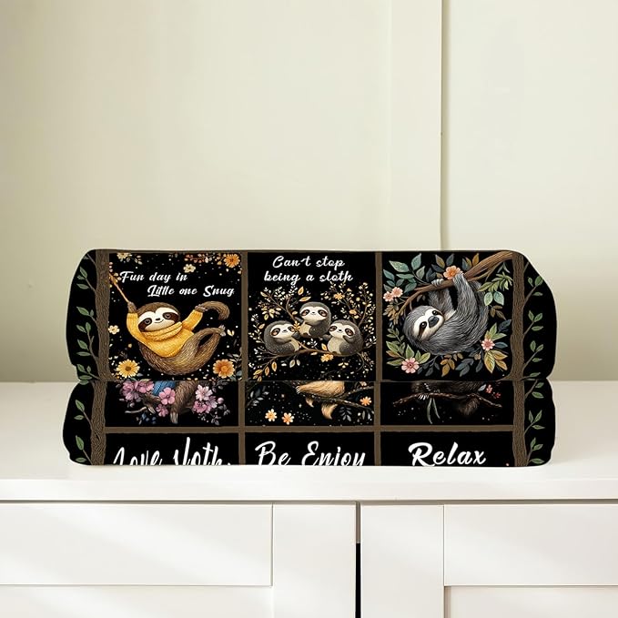 Sloth Blanket, Sloths Throw Blanket, Cute Sloths Gifts Blankets Stuff Fleece Flannel Plush for Men Boys Women Girls Lovers Adults Soft Bedding Gift for Sofa Bed Office Home Decor 50"x40"