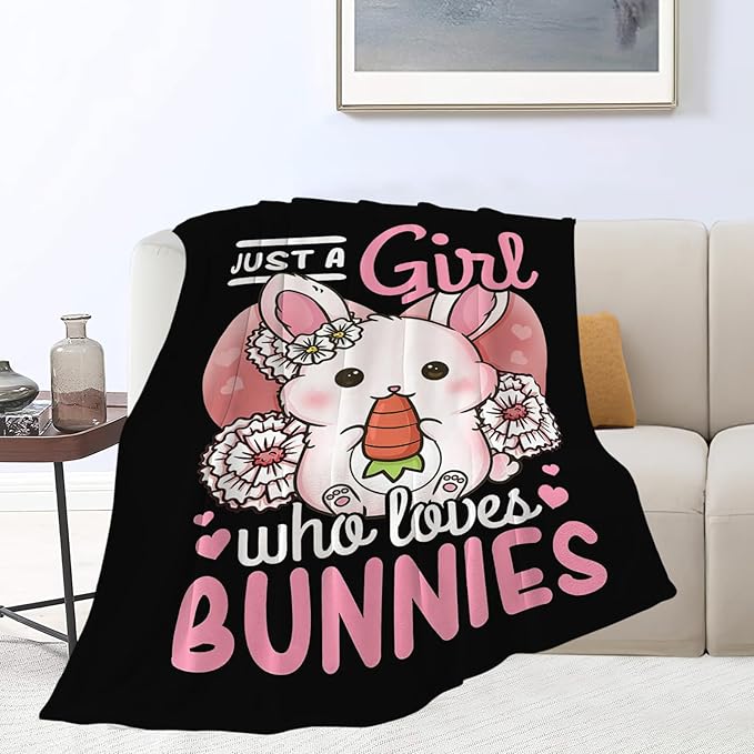Bunny Blanket Cute Rabbit Throw Blanket Gifts for Kids Girls Boys Adults Women Super Soft Cozy Plush Fluffy Fuzzy Fleece Blanket Decor 40''X50''