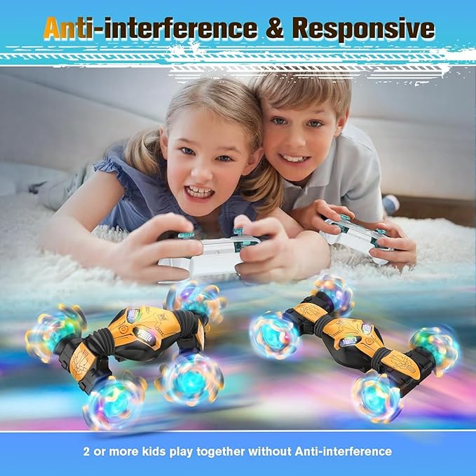 1:12 Gesture Sensing RC Stunt Car, 4WD Hand Controlled Remote Control Twist Cars with Light & Music, 360° Rotate Transform Drift, Gifts for 6-8-12 Kids Age 6 7 8 9 10 11 12 Yrs Old‌
