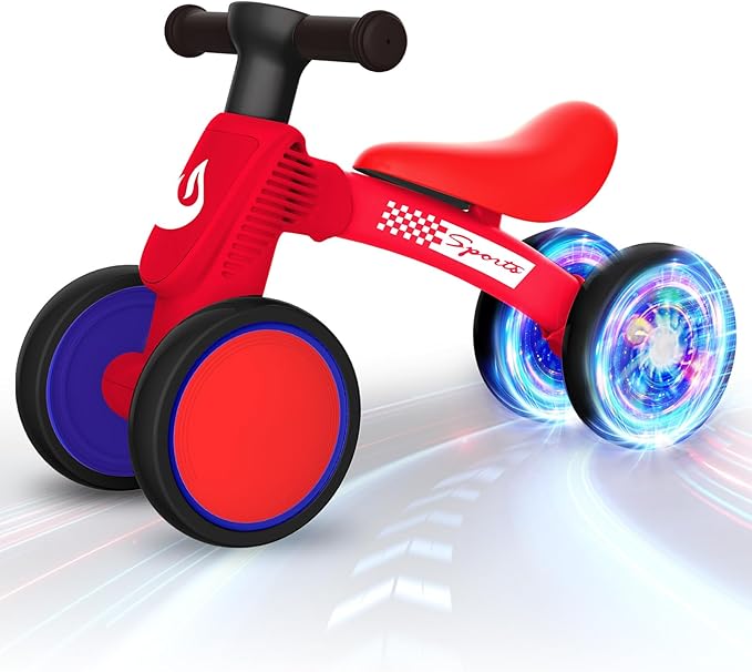 Colorful Lighting Baby Balance Bike Toys for 1 Year Old Boy Girl Gifts, 10-36 Month Toddler Balance Bike, No Pedal 4 Silence Wheels & Soft Seat First Bike, One Year Old Boy Girl Birthday Gifts.